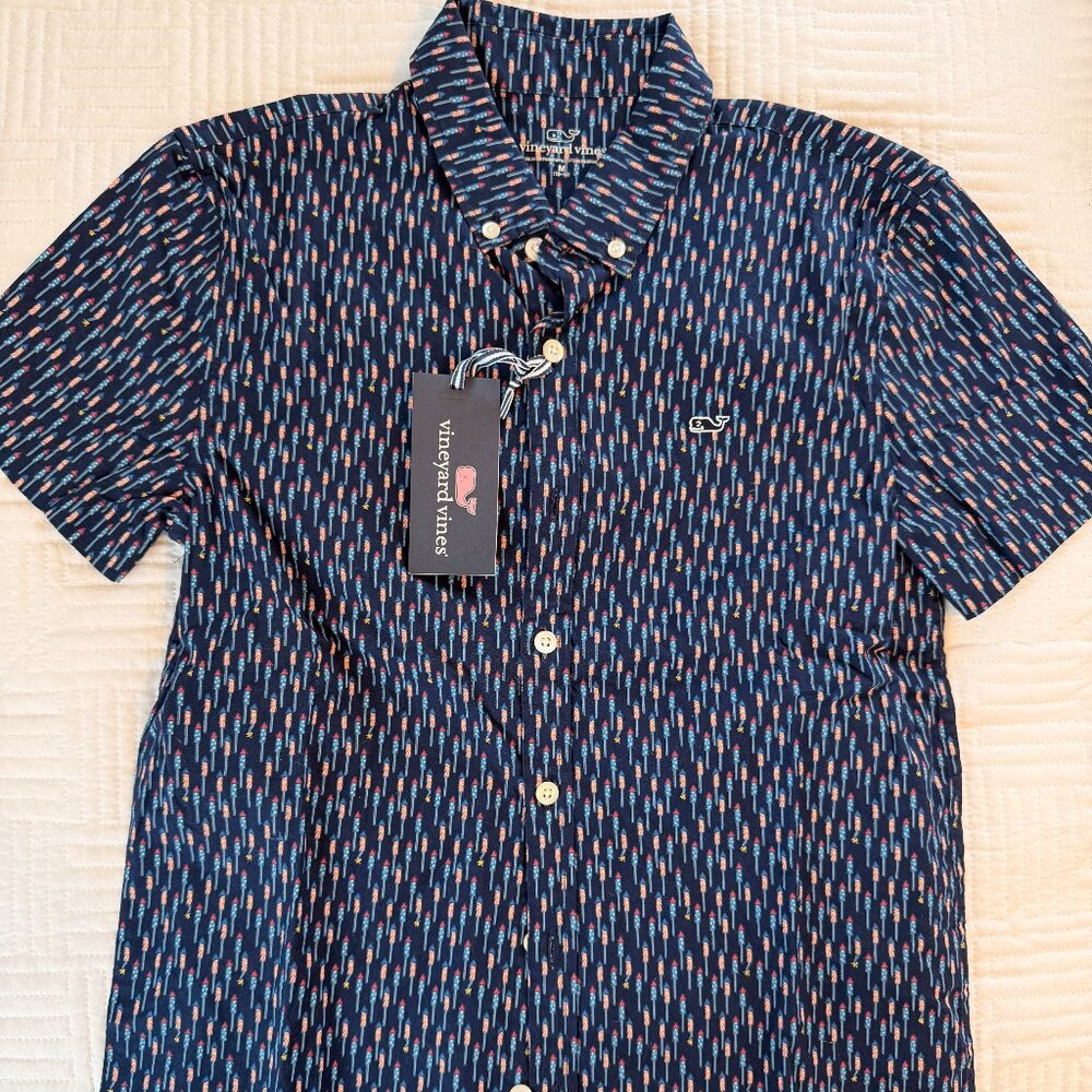 Vineyard Vines Boys M (12-14) Firecracker Button Down Shirt